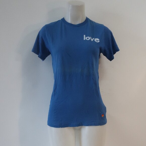 Womens Aviator Nation Blue Organic Cotton Love Graphic T-Shirt Top S - Picture 2 of 9